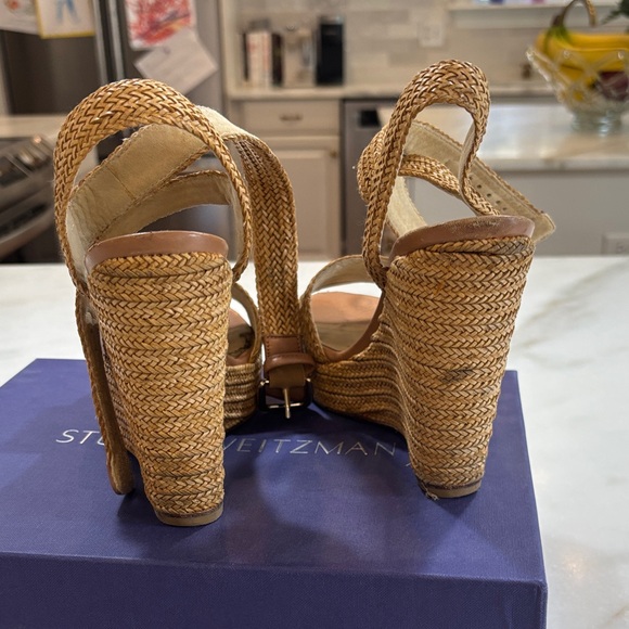 Stuart Weitzman Brown Woven Wedge Sandals - Picture 6 of 6